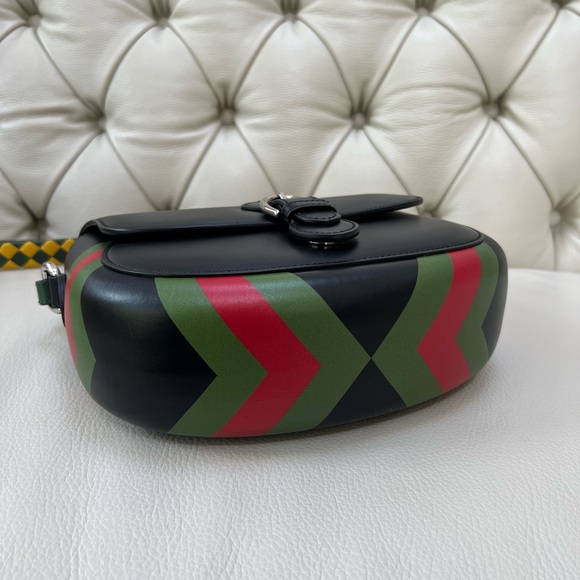 New Gucci Crossbody Embossed Black Leather Braided Yellow Bag Logo - Picture 7 of 11